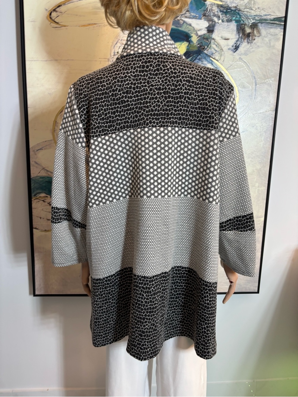 Joseph Ribkoff Black and White Patterned Jacket R1 - Picture 9 of 15